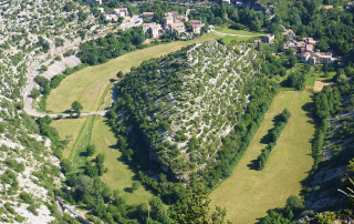 Vue aérienne des Gorges de la Vis Méandre recoupé de Navacelles