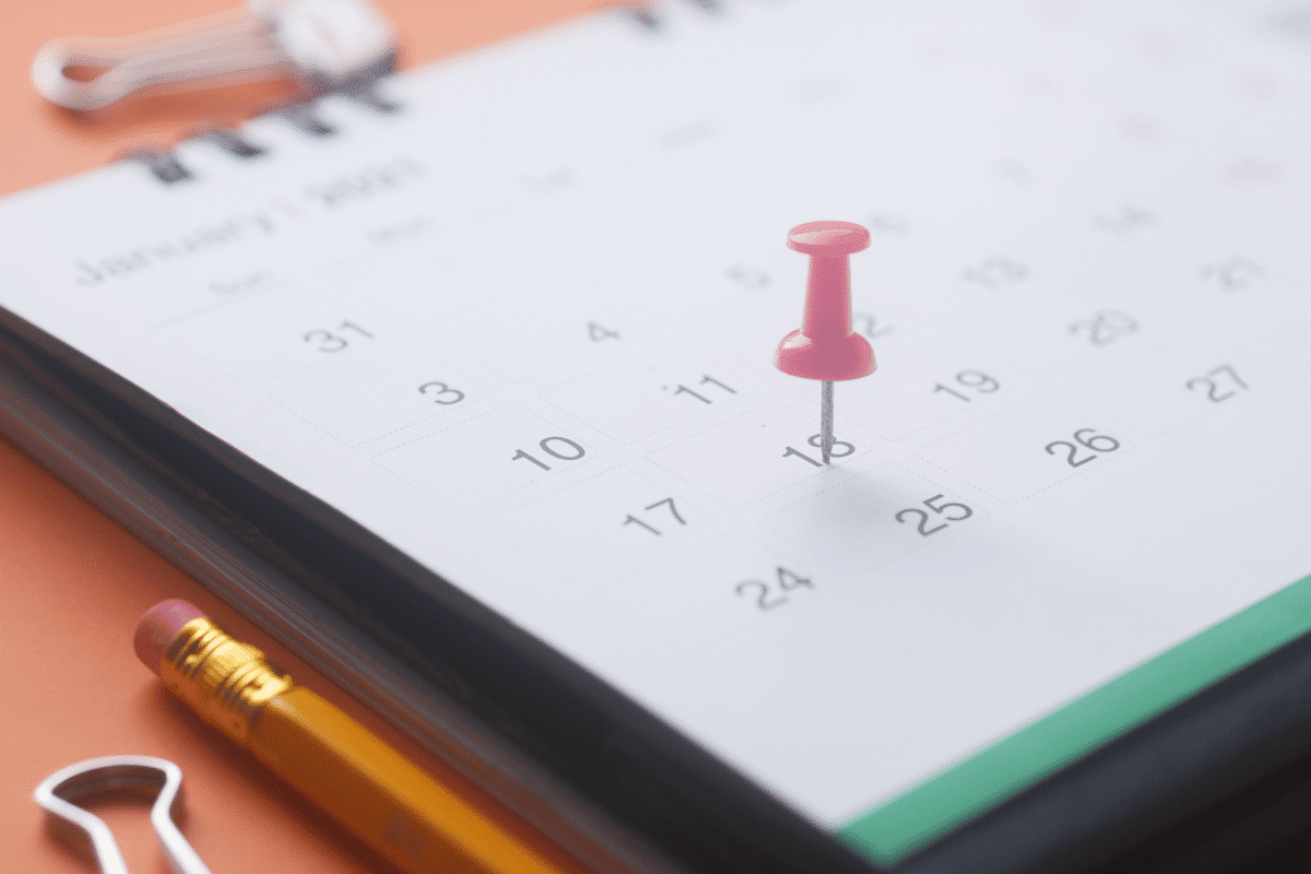 date fixée sur un calendrier